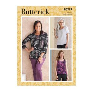 Butterick Sewing Pattern B6797 Top‎ Shirt Blouse Miss Petite Size XS-XL
